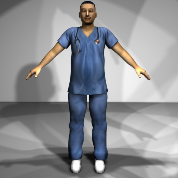 3d male characters model - Medical Personnel Collection Rigged - Men #1 by MasonMotion